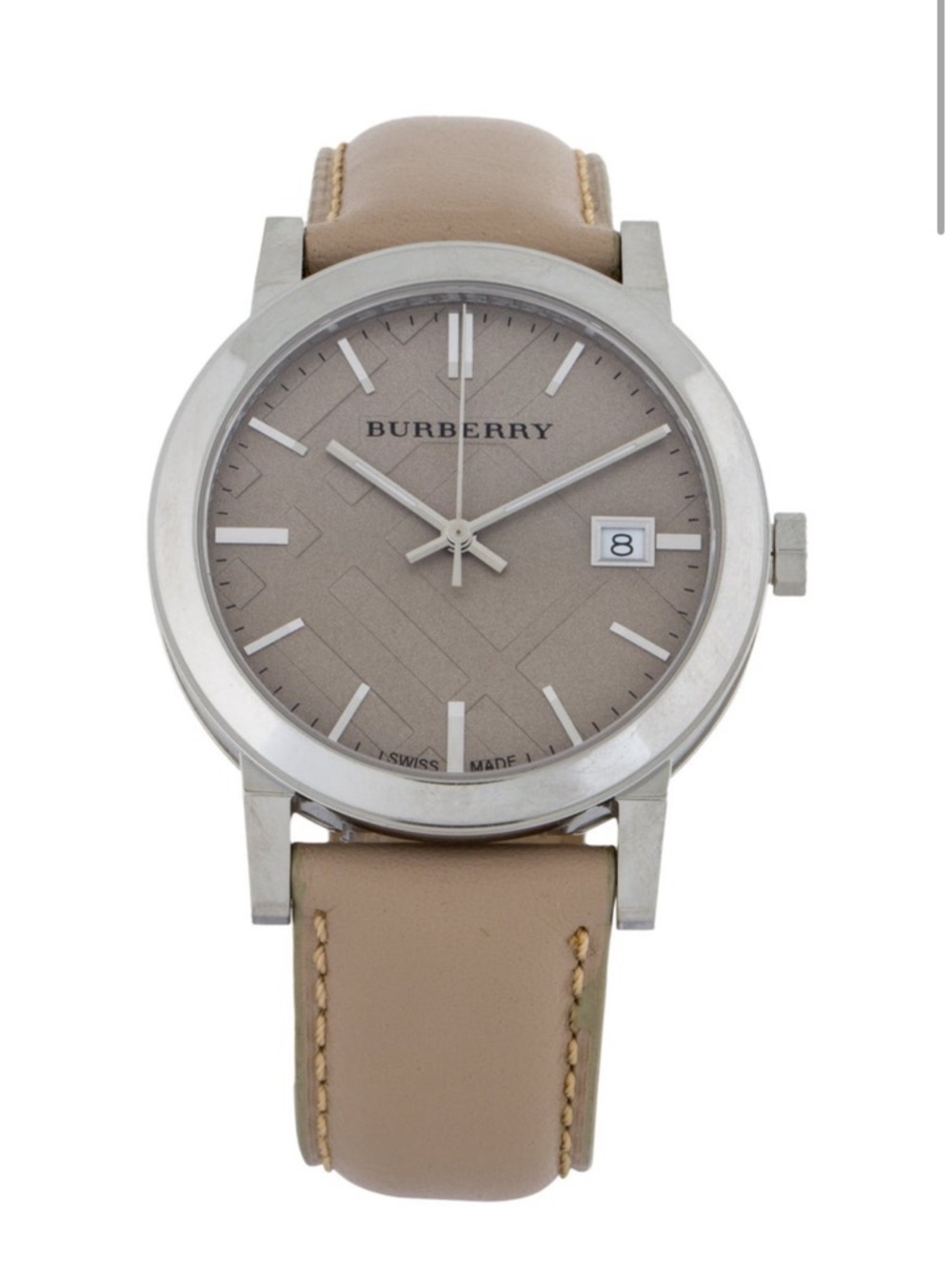 Burberry Beige Taupe Dial Leather Strap Watch